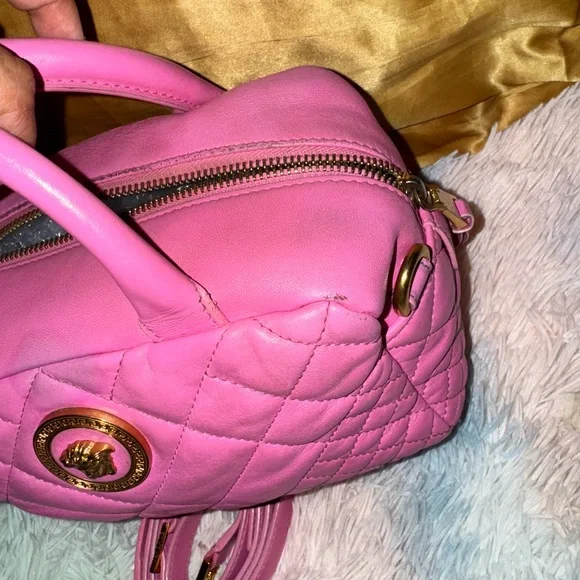 Versace Pink Quilted Women's Handbag - Picture 9 of 17
